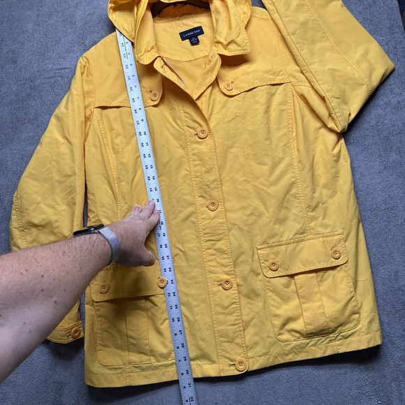 Lands End Youth Hooded Yellow Rain Jacket 1X 16-18 Waterproof Outdoor‎ Coat - Picture 4 of 13